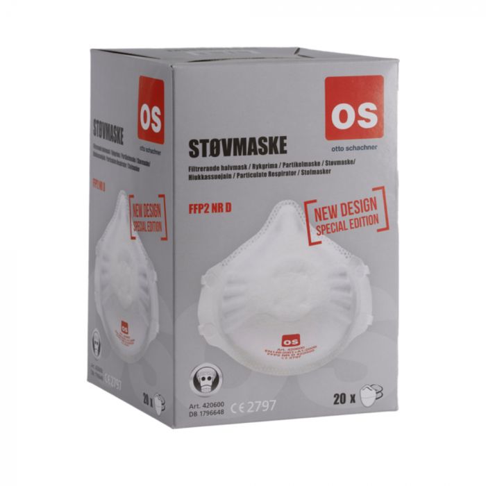 Otto Schachner FFP2-V støvfilter ansiktsbeskyttende masker, hvite, 400 stykker, SGP-420600