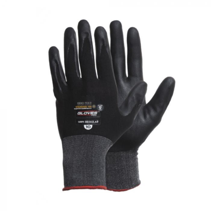 Gloves Pro Regular Grips arbeidshansker, svarte, 12 par, SGP-5600