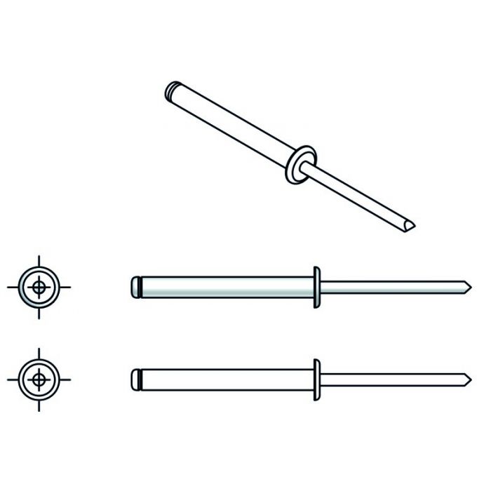 Arvid Nilsson BLINDNAGLE ÅPEN AL/ST 4,8X25 A250, 250 Stykker, SAN-5007004824