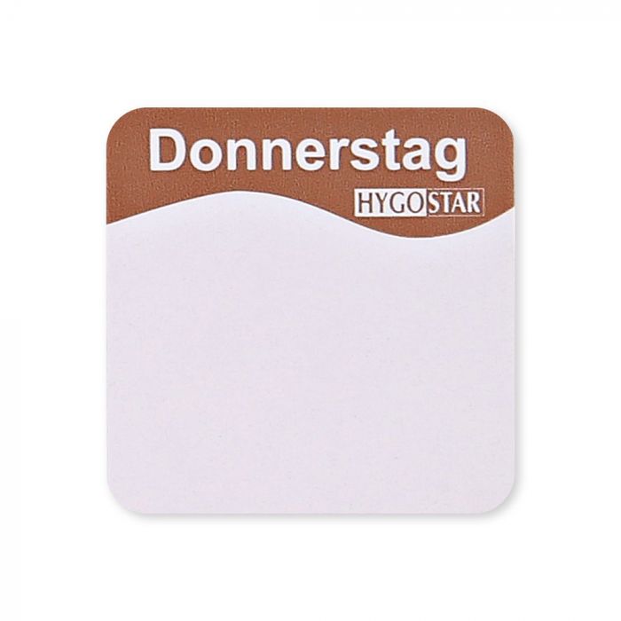 Hygo Star Diameter 7 cm Donnerstag Ukedag-etikett, brun/hvit, 12 ruller, SFM-982504