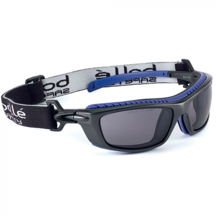 Bolle Safety Baxter Smoke Lens Platinum Hard Coat Og Anti-Fog Coating Googles, svart/blå, stk., SBS-BAXPSF