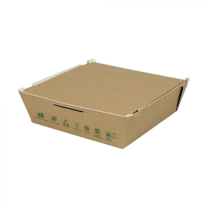 Green Box Varmebestandig biobelagt 1700 ml Takeaway-pappesker, brune, 300 stykker, SGB-DFC04261