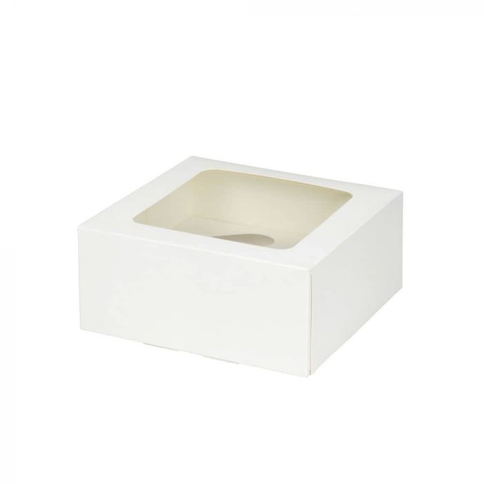 Green Box 4 hull PLA-vindu Cupcake-bokser med innsats, hvit, 100 stykker, SGB-DRE03483