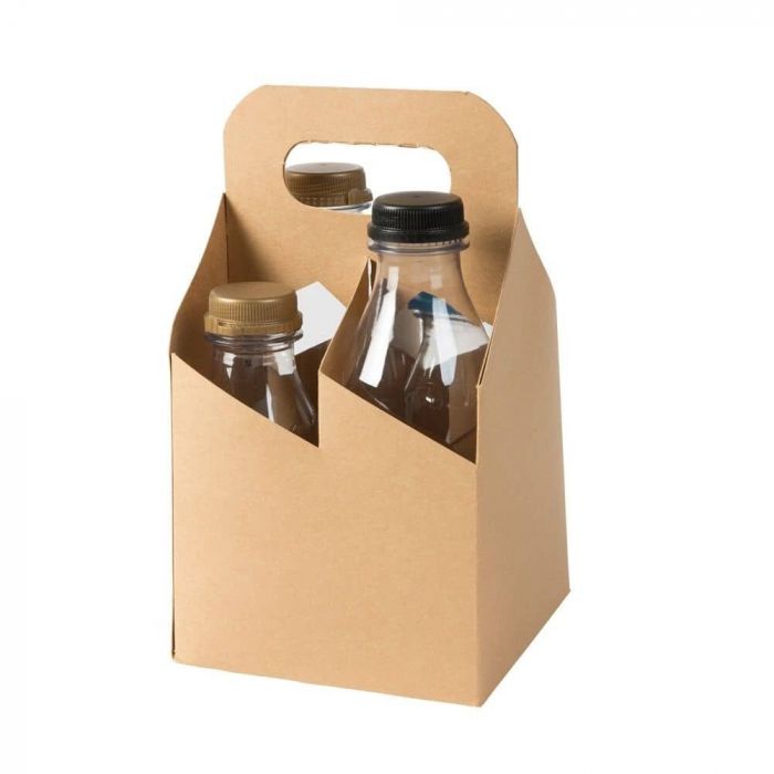 Green Box Sammenleggbar pappbærer med 4 flasker, brun, 150 stykker, SGB-DRE04971