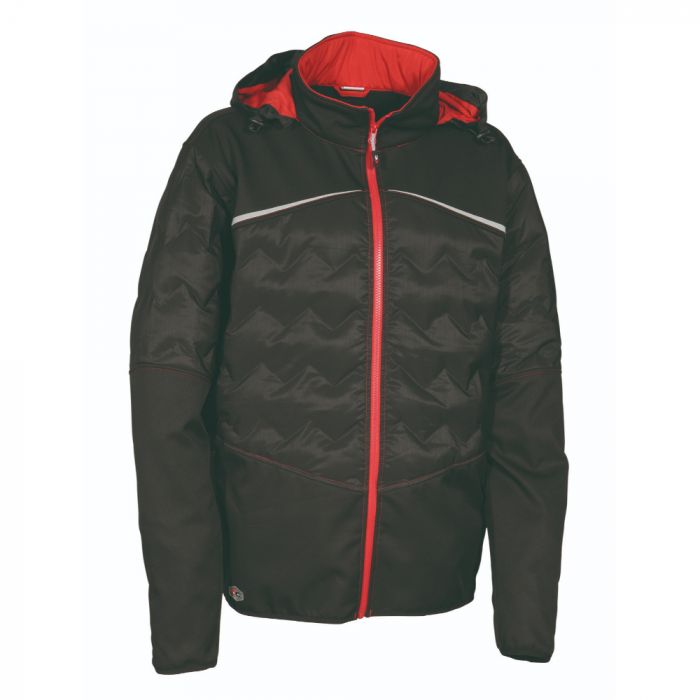 Cofra V377-0-06 Poligus Softshell/Vattret jakke, Nero/Rosso, 1 stk., SCF-V377-0-06