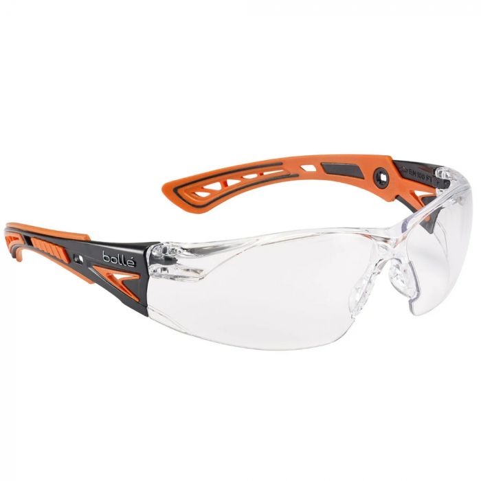 Bolle Safety Rush+ Clear Lens Industribriller, svart/oransje, deler, SBS-RUSHPPSIO