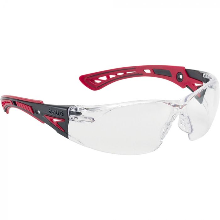 Bolle Safety Rush+ Clear Lens Industribriller, rød/svart, stk., SBS-RUSHPPSI