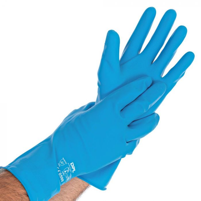 Franz Mensch Latex Satin Chemical Protection hansker, blå, 10 x 1 par, SFM-259663B