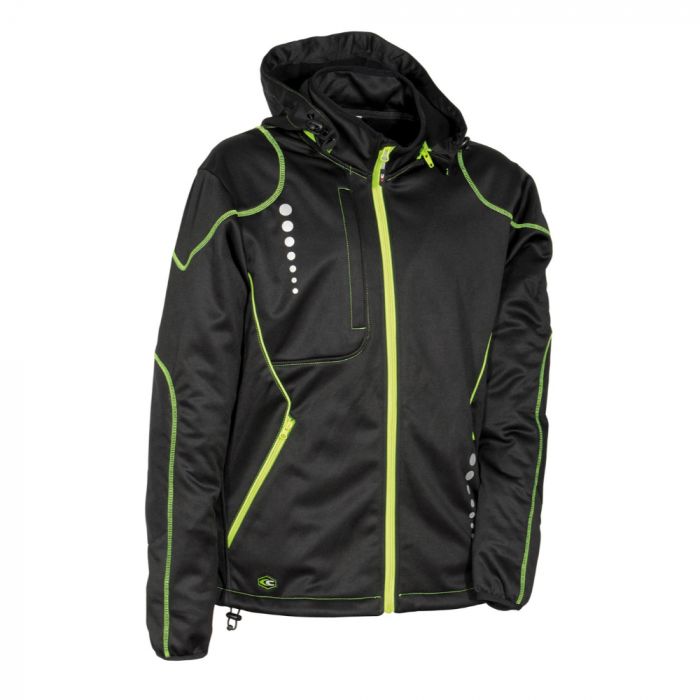 Cofra V387-0-05 Jacuzia Softshell-jakke, Nero/Lime, 1 stk., SCF-V387-0-05