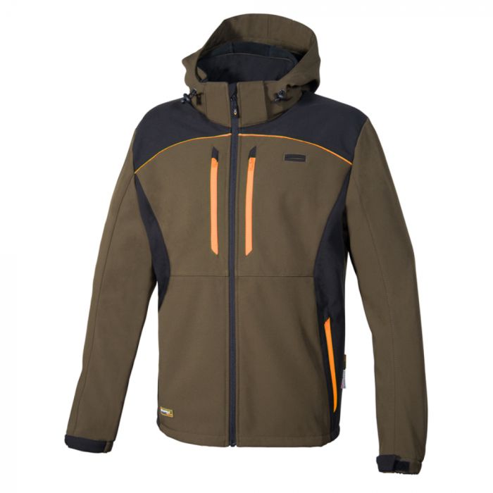 Cofra V552-0-04 Klarbo Softshell-jakke, Fango/Nero/Arancio, 1 stk., SCF-V552-0-04