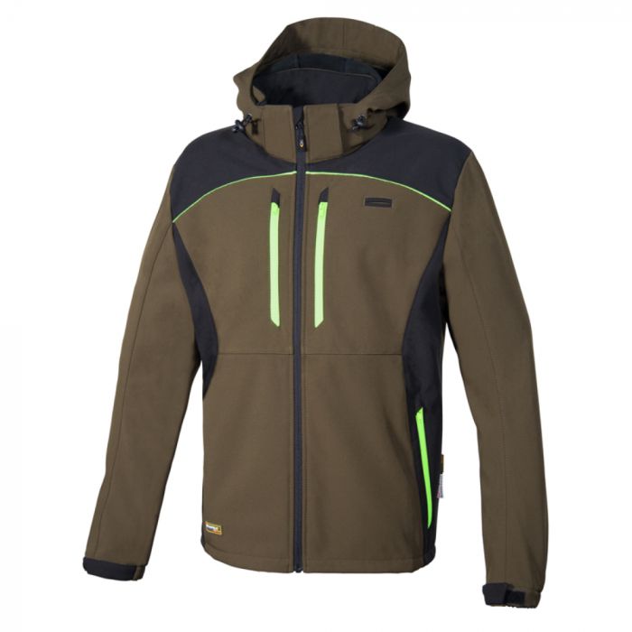 Cofra V552-0-05 Klarbo Softshell-jakke, Fango/Nero/Lime, 1 stk., SCF-V552-0-05