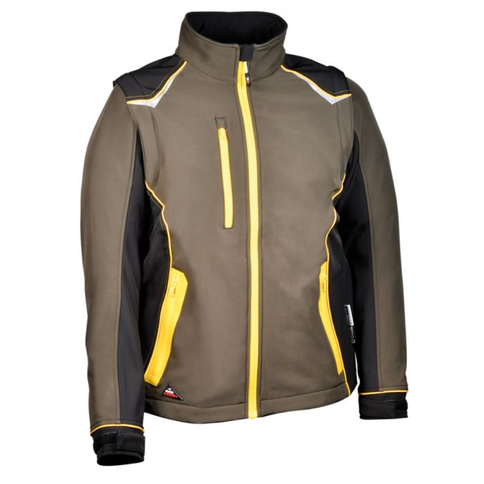 Cofra V643-0-03 Selters Softshell-jakke, Fango/Nero/Giallo, 1 stk., SCF-V643-0-03