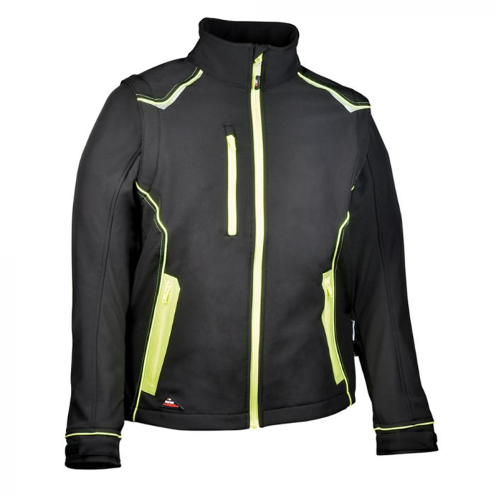 Cofra V643-0-05 Selters Softshell-jakke, Nero/Nero/Giallo F, 1 stk., SCF-V643-0-05