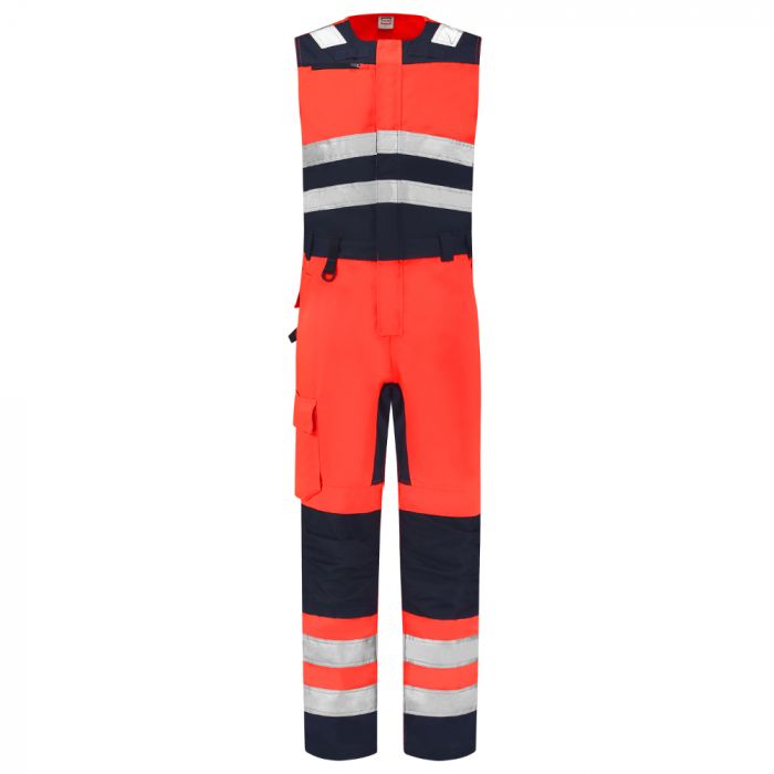 Tricorp Safety Dungarees High Vis Bicolor 753007, Fluorrød/blekk, 1 Stykke, SUT-753007FluorredInk