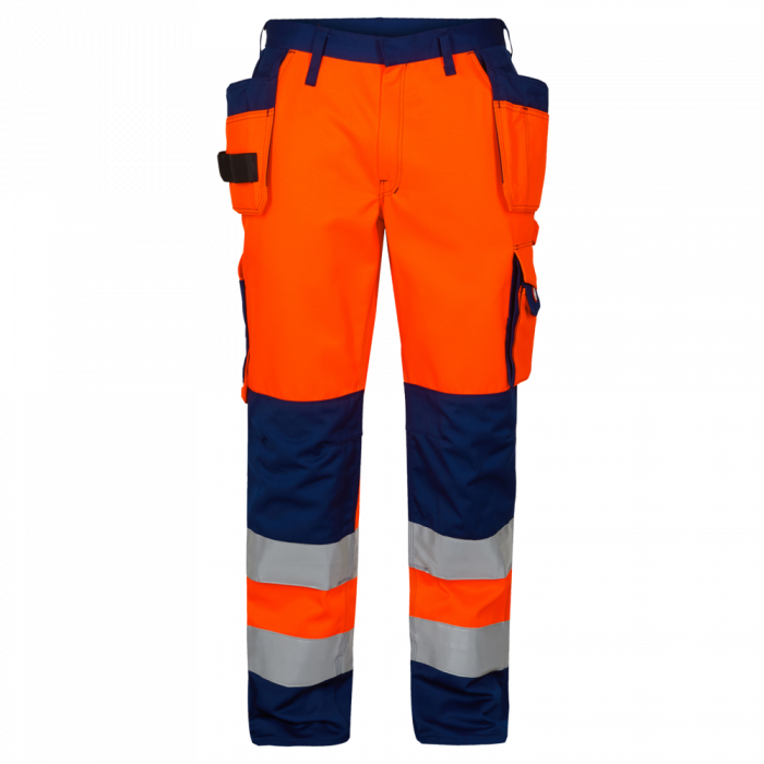 Engel Safety EN ISO 20471 bukse med hengelommer, Hivis Oransje/Marineblå, SEW-2502-775-1006