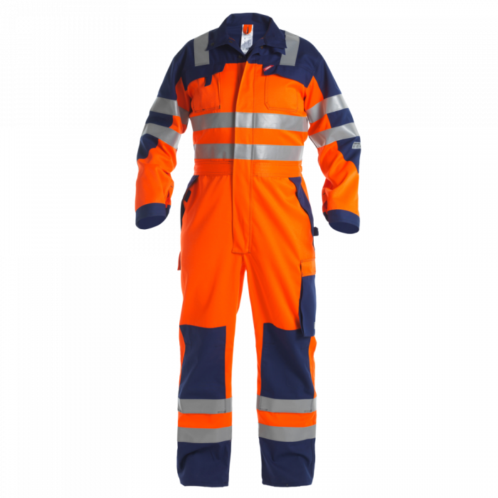 Engel Safety+ EN ISO 20471 Multinorm kjeledress, Hivis Oransje/Marineblå, SEW-4235-835-1006