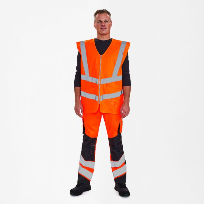 Engel Safety refleksvest med glidelås, Hivis Oransje, SEW-5030-240-10