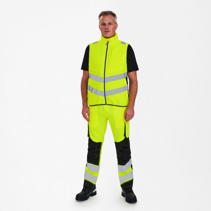 Engel Safety quiltet vest, Hivis Gul/Svart, SEW-5159-158-3820