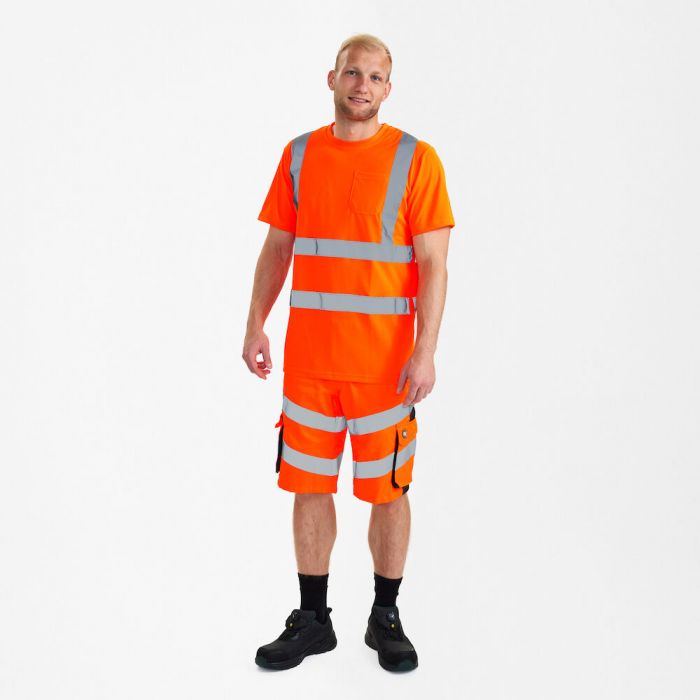 Engel Safety T-skjorte med brystlomme, Hivis Oransje, SEW-9541-151-10