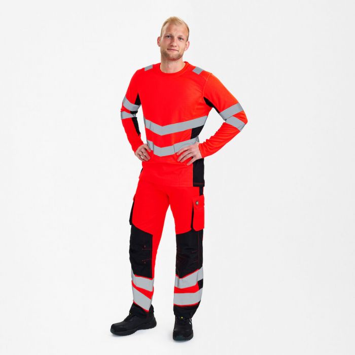 Engel Safety langermet T-skjorte, Hivis Rød/Svart, SEW-9545-182-4720