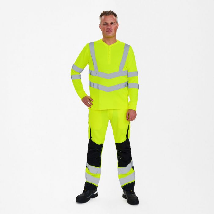 Engel Safety Grandad langermet T-skjorte, Hivis gul, SEW-9548-182-38