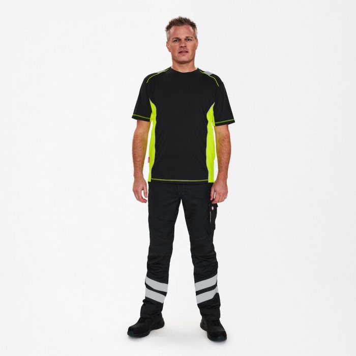 Engel Cargo T-skjorte, Svart/Hivis gul, SEW-9870-258-2038