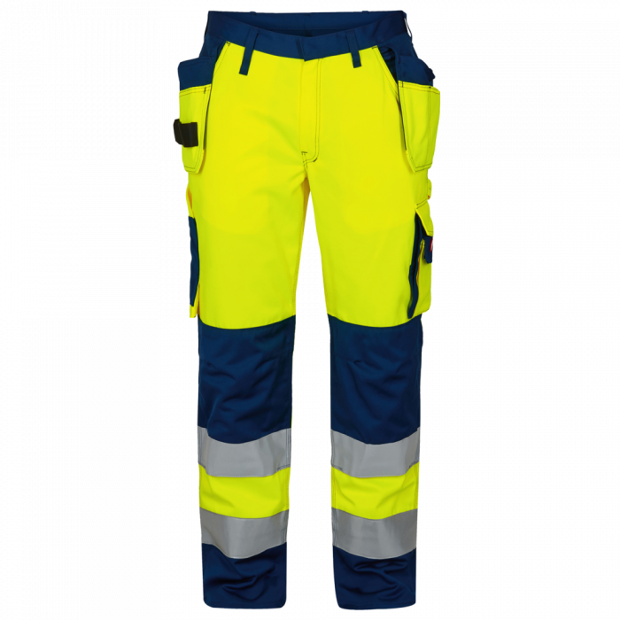 Engel Safety EN ISO 20471 bukse med hengelommer, Hivis Gul/Marineblå, SEW-2502-775-3806