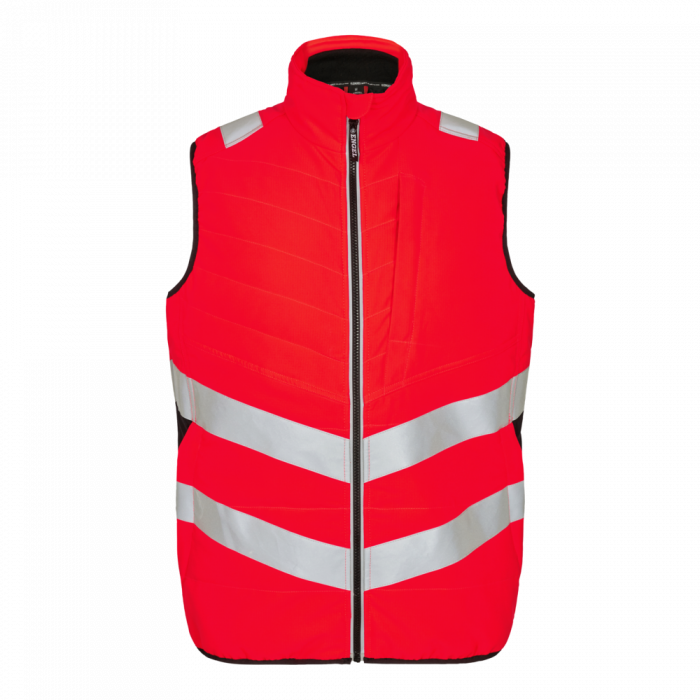 Engel Safety quiltet vest, Hivis Rød/Svart, SEW-5159-158-4720