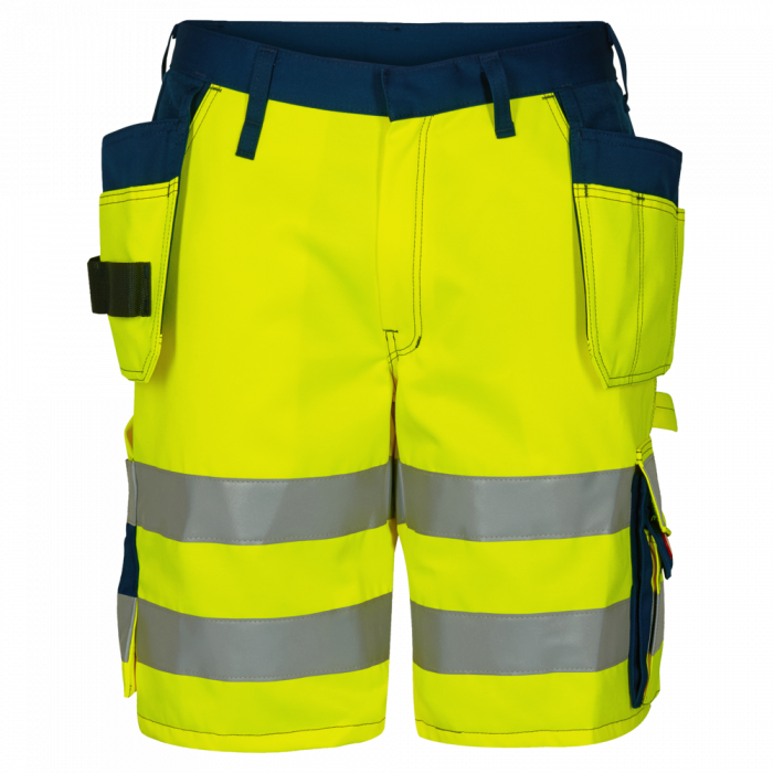 Engel Safety EN ISO 20471 shorts med hengelommer, Hivis Gul/Marineblå, SEW-6502-770-3806