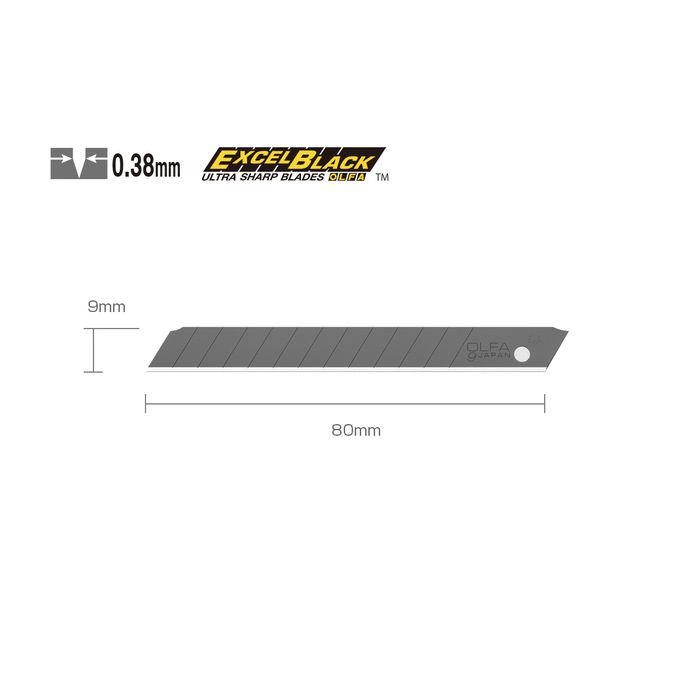 Olfa KNIVBLAD 9MM ABB-10B SORT A10, 6 BLISTERKORT, SHK-445009