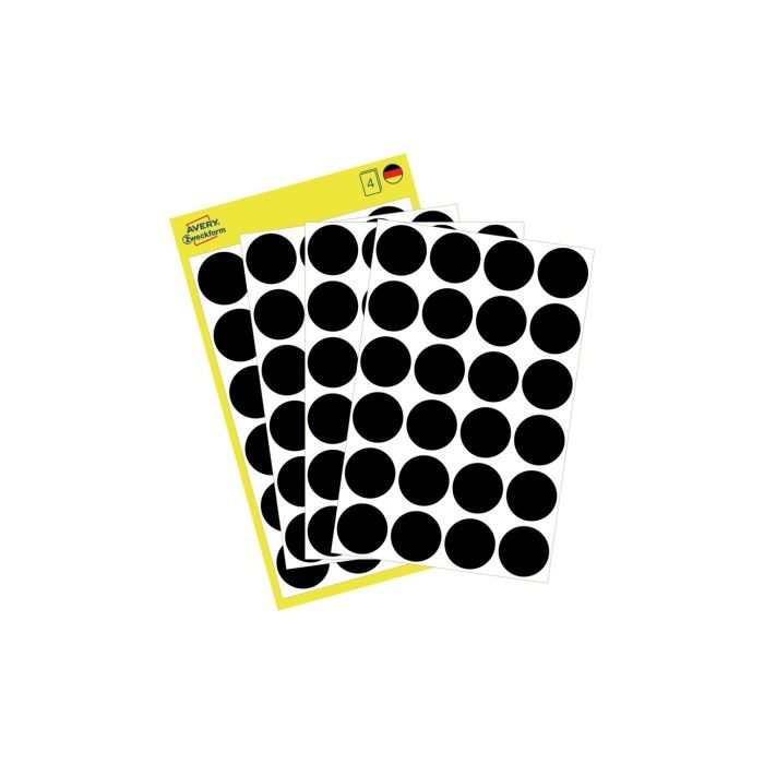 Avery Color Coding Dots, Permanent, Black, Dia 18, Model 3003