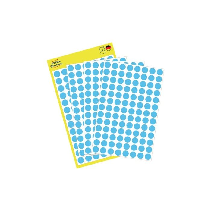 Avery Color Coding Dots, Permanent, Blue, Dia 8, Model 3011