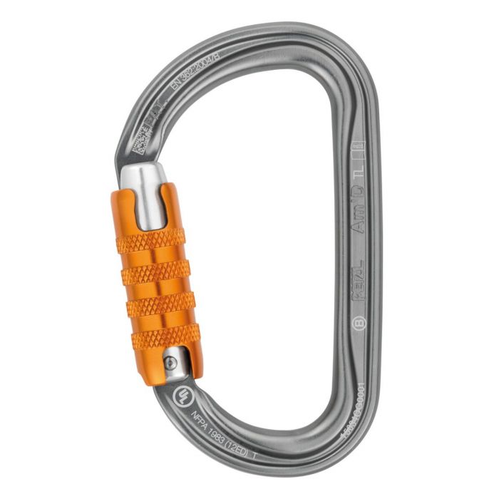 Petzl Karabiner Am’D Lettvekts Asymmetrisk Karabiner, KULELÅS, Grå, 1 Stk, SET-M34A-BL