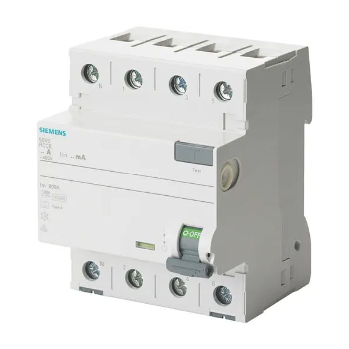 Siemens Jordfeilbryter Rcd Type A, 4-Pol, 25A, 30Ma, 400V Jordfeilbryter, 1 Stk, SKA-20118