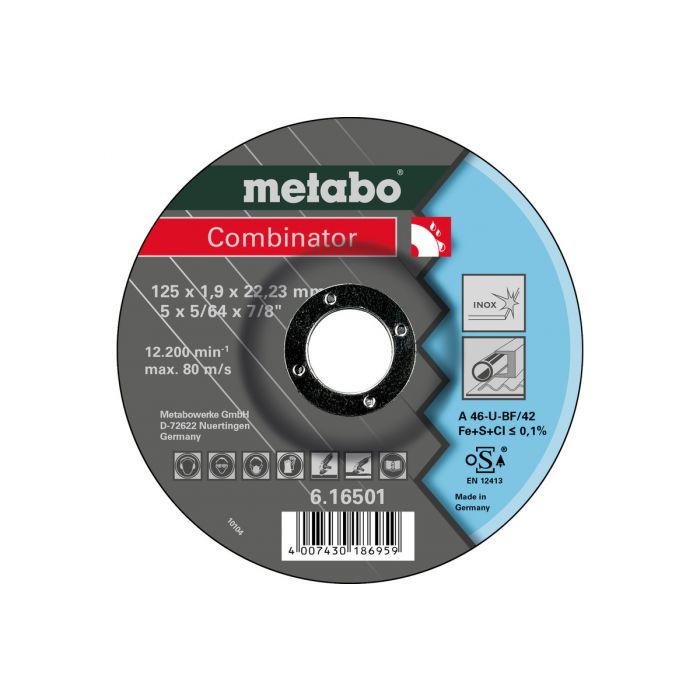 Metabo Combinator 125x1,9x22,23 inox, TF 42, SME-616501000