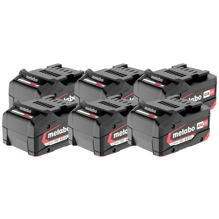 Metabo Sett med 6 x Li-Power batteri 18 V - 4.0 Ah, 6 Stykke