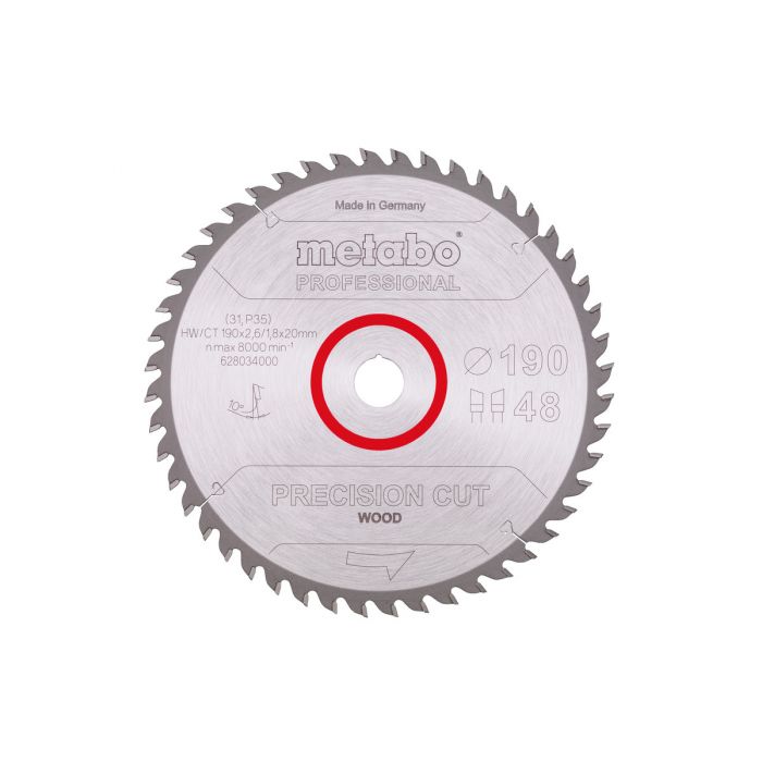 Metabo Sagblad "precision cut wood - professional", 190x20, Z48 WZ 10°, SME-628034000