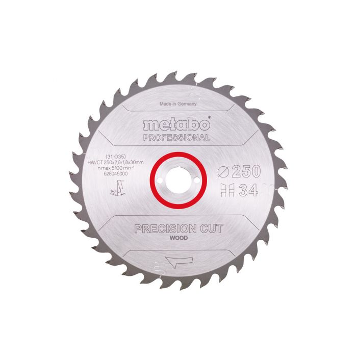 Metabo Sagblad "precision cut wood - professional", 250x30, Z34 WZ 15°, SME-628045000