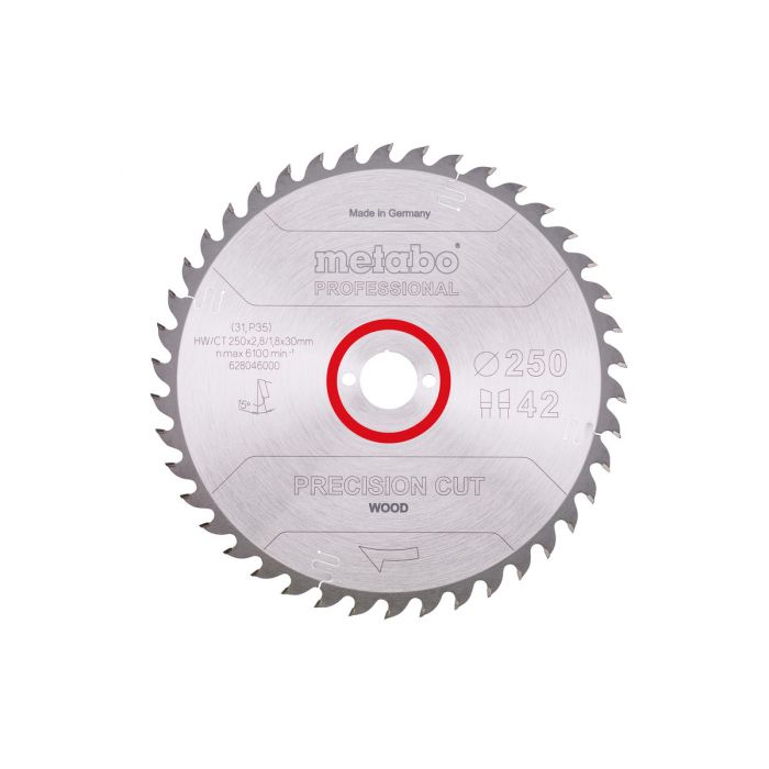 Metabo Sagblad "precision cut wood - professional", 250x30, Z42 WZ 15°, SME-628046000