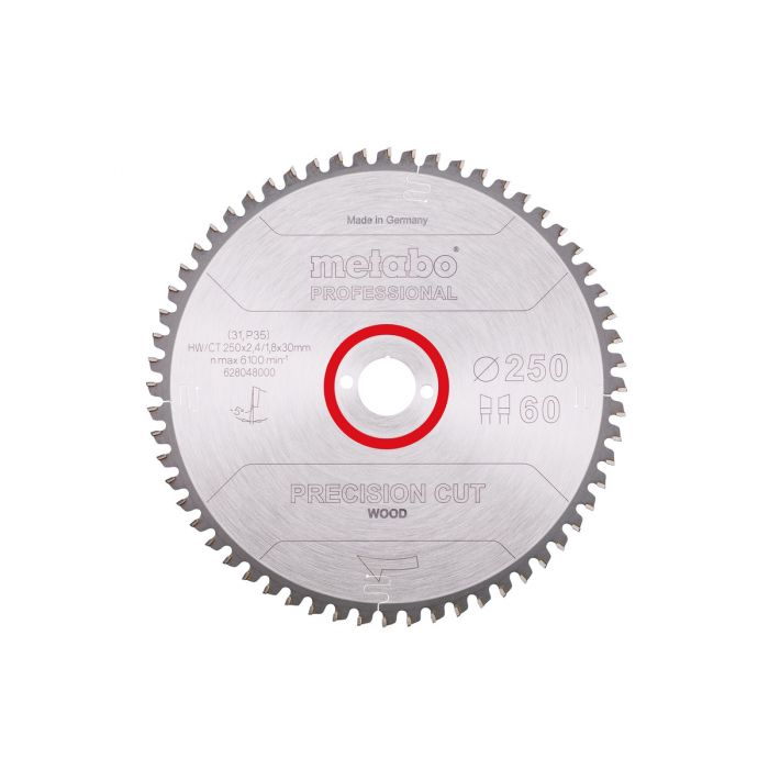 Metabo Sagblad "precision cut wood - professional", 250x30, Z60 WZ 5° neg., SME-628048000