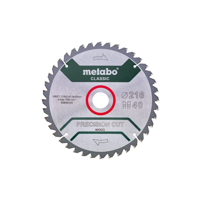 Metabo Sagblad "precision cut wood - classic", 216x30, Z40 WZ 5°neg., 1 Stykke