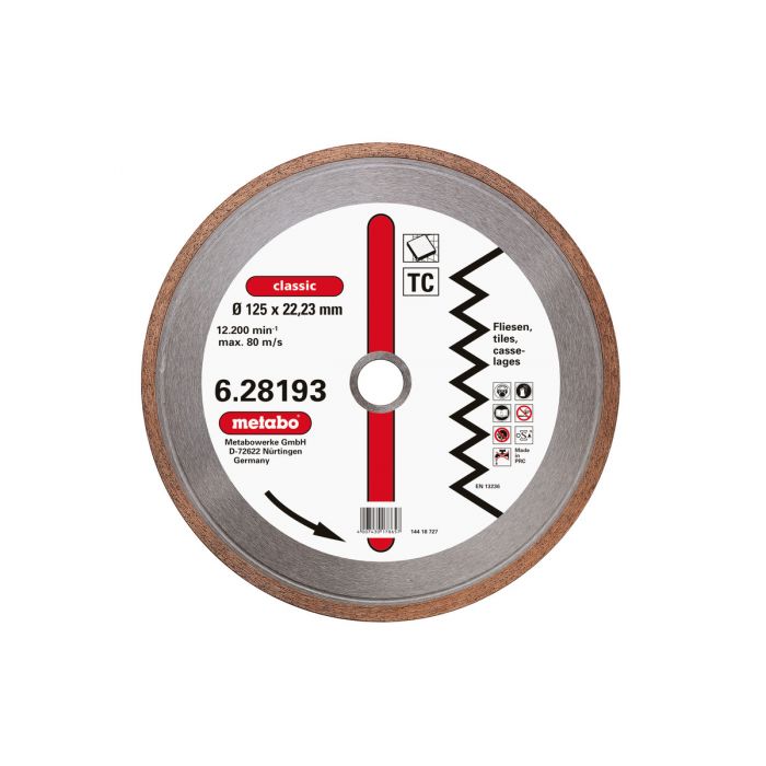 Metabo Dia-TS, 125x1,7x22,23 mm, "classic", "TC", fliser, SME-628193000