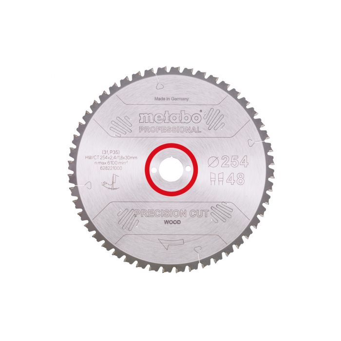 Metabo Sagblad "precision cut wood - professional", 254x30, Z48 WZ 5° neg., SME-628221000