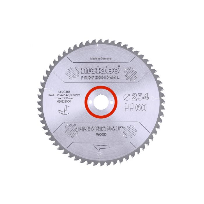 Metabo Sagblad "precision cut wood - professional", 254x30, Z60 WZ 5° neg., SME-628222000