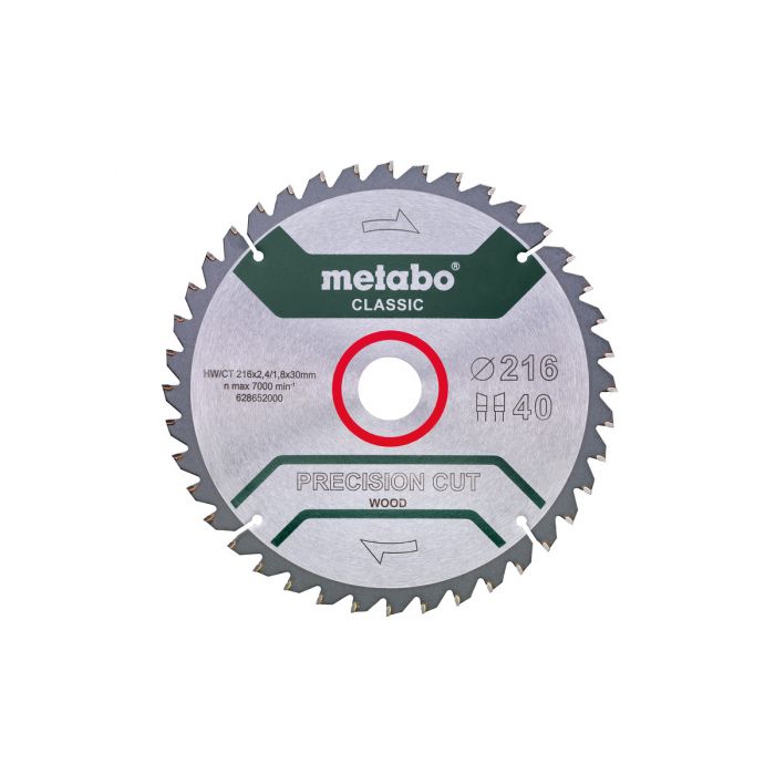 Metabo Sagblad "precision cut wood - classic", 216x30 Z40 WZ 5°neg /B, SME-628652000