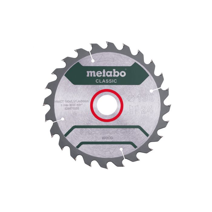 Metabo Sagblad "precision cut wood - classic", 190x30 Z24 WZ 15° /B, SME-628676000