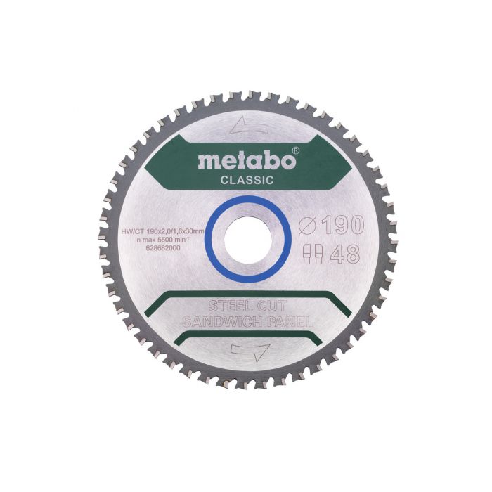 Metabo Sagblad "steel cut/sandwich panel - classic", 190x30 Z48 FZ/FA 4°, SME-628682000