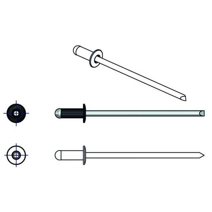 Arvid Nilsson BLINDNAGLE SORT AL/ST 3,2X8 A250, 250 Stykker, SAN-5047703207