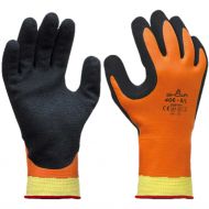 Showa 406 sømløs vinterforet polyester/nylon kaldbestandige hansker, svart/oransje, 1 par