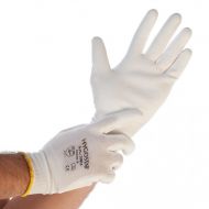 Hygo Star PU-belagte Ultra Flex håndstrikkede hansker, hvite, 10 x 12 par